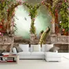 Wallpapers Milofi Custom 3D European Pastoral Peacock Roman Column TV Sofa Background Wall Painting