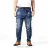 Jeans pour hommes grande taille hommes 6XL 7XL 8XL 180kg pantalon d'été homme stretch droit pantalon ample denim bleu plus marque vêtements déchirés