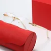 Caddis Diamond Rimless Glasses Мужские белые буйволовые солнцезащитные очки Классическая мода C -образные украшения петля петля металлическая оптическая рама прямоугольник солнцезащитные очки