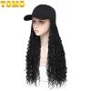 Snapbacks Tomo Baseball Cap with Crochet Hair Extensions for Women Ajustable Sombrero con peluca sintética trenzada de caja rizada