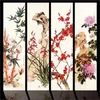 Adesivos de janela tamanho personalizado vitral estático adere cultura chinesa quatro gnetalmen em flores 55cm x 100cm