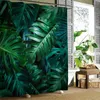 Cortinas de ducha Planta Verde Tropical Crutain Palm Banana Tree Hoja Hawaii Jungle Arte botánico Decoración de baño de verano