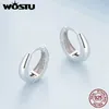 Hoop Earrings WOSTU Original 925 Sterling Silver Minimalist Gold Plated Accessory For Women Daily Party Fine Jewelry 8mm