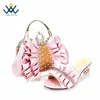 Dress Shoes Fashionable Arrivals Italian Ladies Matching Bag Set In Pink Color With Appliques 2024 INS Slipper For