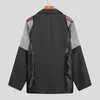 Мужской пиджак в сетку в стиле пэчворк, прозрачная уличная одежда, двубортный пиджак с лацканами и длинными рукавами, модные повседневные костюмы INCERUN 240326