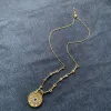 Kettingen mode vintage rome vrouwelijke ronde hangers kettingen gouden kleur kristal maan ster ketting sieraden voor vrouwen zk30