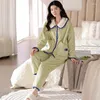 Home Clothing Damen-Pyjama-Set aus Flanell, kann außerhalb des Frühlings und Herbstes getragen werden. Dicke Modelle warmer Nachtwäsche, eleganter Homewear-Anzug