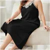 Vêtements de nuit pour femmes Y dentelle Applique longue robe de nuit femme robe de maison robe de nuit en satin grande taille XL-5XL livraison directe vêtements sous-vêtements Dhjbg