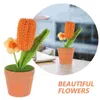 Dekorativa blommor Tulpan Blommapanna Stickning Decor Wirchet Bonsai Färdig produkt Simulerat prydnadsgarn hem