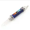 Pendentif Colliers FYJS Unique Couche Plaquée Argent Géométrique Rose Rose Quartz Lapis Lazuli Guérison Chakra Bijoux