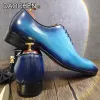 Boots Brand Men Oxford Shoes Lace Up Pointed Toe Blue Black Formal Dress Man Polishing Shoes Wedding Business Leather Shoes Men