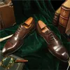 Kleding schoenen maat 6 tot 10 heren Oxford echt leer handgemaakte zwarte veterschoenen brogue klassieke cap teen bruiloft formeel voor mannen