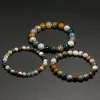 Bracelets naturel authentique océan jasper pierre 6 8 10 mm perles rondes bracelet bijoux femmes femmes hommes océan agate bijoux loversgift