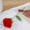 Decorative Flowers Wholesale Valentine's Day Gifts Artificial Flower Room Decoration Accessories Elegance Knitted Red Rose Table Home Decor