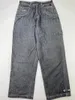 Herrenhosen FUBU Jeans Hip Hop Schwarz Retro Lose für Männer und Frauen Harajuku Mode Straßenhose Hohe Taille Breites Bein