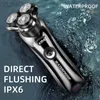 Electric Shavers Kemei Mens Shaver Waterproof 3D Rotary Fast uppladdningsbar med intelligent rengöringssystem Facial 2442