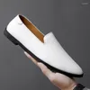 Casual Shoes Genuine Leather Men Slip On Loafers Moccasins Italian Black Brown Male Driving