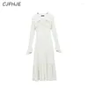 Casual Dresses Cjfhje Spring Long Sleeve Fairy Sweet Clothing Women Evening Party Elegant French White Dress One Piece Korean Chic