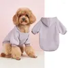 Dog Apparel Autumn And Winter Pet Clothes Anti-shedding Warm Classic Solid Colour Pocketless Hooded Puppy Sweatshirt