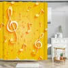 Duschgardiner 3D musikstil tryckt badrumsgardin frabiskt vattentätt polyesterbad hemdekoration med krokar