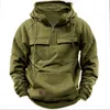 Nya designertröjor säljer bra män huva fast färg hoodie för höst och vinter ungdomssport multi pocket lapp läderjacka