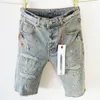 Summer Men Purple Jeans Shorts Cropped Denim Pantalon Short Pantalon Loose pour hommes Pantalon de longueur de genou décontracté.