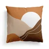 Pillow Nordic Home Decoration Orange Geometric Case Linen Printing Abstract Line Flower Cover 45X45 Velvet Bedroom J1831