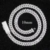 Cuban Link Chain 2 Rows 10mm Wide Vvs d Color Moissanite Sterling Silver 925 Cuban Bracelet and Necklace for Hip Hop Style