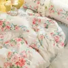 Sängkläder sätter Princess Style Bed 3/4 Piece Set Spring and Autumn Elegant Sheet Three-Piece Quilt Cover Pudowwases Enstaka storlek