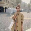 2023 Designer Coat European And American Plaid Style Fashion Ing Fake Two Loose Women's Mid-Length Trench Coats s