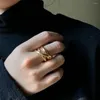 Pierścionki z klastry biżuteria ze stali nierdzewnej minimalistyczna metalowy złoty kolor Pvd Plakowany Pierścień otwierający dla kobiet worki wlać femme imprezowy upuszczenie prezentu