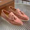 LP PAREJAS ZAPATOS Summer Walk Charms Embellido de gamuza Moccasins de cuero genuino Flats casuales hombres Luxury Diseñador zapatos de fábrica Size35-46 bolsas