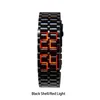 Montres-bracelets Affichage LED Montres numériques Mode Mens Lava Montre-bracelet Femmes Noir Full Metal Rouge Bleu Cadeaux pour Homme Sport Creative Clock