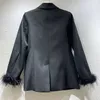 Designer Women Blazer Jacket Woman Classic Letters Ostrich Fur Cuffs Spring New Released Tops