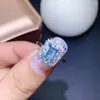 Clusterringen KJJEAXCMY Fijne sieraden 925 sterling zilver ingelegd natuurlijke blauwe topaas Dames prachtige mooie vierkante verstelbare edelsteenring