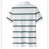 Men's Polos Summer Turn-down Collar Stripe Pullover Solid Color Button Contrasting Short Sleeve Polo T-shirt Casual Fashion Loose Tops