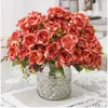 Fiori decorativi Artificiali Profumati Miele Rose Bouquet Seta Finta Casa Soggiorno Decorazione Simulazione Rose Matrimonio Vino Fiore rosso