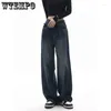 Jeans da donna WTEMPO Abbigliamento Streetwear Y2k Estate per le donne Pantalones De Mujer Pantaloni Denim Allentato Vita alta Gamba larga Lavaggio vintage