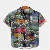 Camisas casuais masculinas havaianas 3d pintura a óleo impressão geométrica manga curta topo para roupas da moda verão praia férias camisa