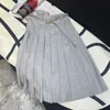 Skirts Designer 2024 Spring/Summer New Style Fashionable and Versatile, Simple Matching with Metal Belt and pleated Half skirt XC72