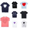 Camisetas masculinas verão cdgs t-shirts cdgs play t camisa commes manga curta das mulheres des crachá garcons bordado commes coração vermelho amor camisa sd