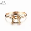 Helon Round Cut 9mm semi Mount Engagement Wedding Ring Seting Solid 14k 10k Yellow Gold Women Solitaire Fina smycken 240402