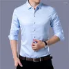 Men's Casual Shirts Fashion Business Solid Color Long Sleeved Shirt