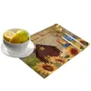 Bord Mats Farm Sunflower Rooster Barn Placemat för matbord 4/6st Kök Mat Matt Pad Counter Top Home Decoration