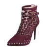 Pumps Gladiator Sandals Summer Spring Pointed Toe Rivets Studded Cut Out Caged Ankle Boots Stiletto Heel Women Shoes