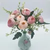 Decoratieve Bloemen Simulatie Zijde Thee Roos Boeket Kantoor Decor Nep Bloem Kunstmatige Champagne Poeder Pioen Plant Bruiloft Decoratie