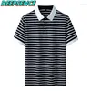 Polos pour hommes Hommes Summer Fashion Polo Shirt Casual Holiday Home Bouton rayé Respirant Loose Fit M-4XL