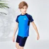 Set Costume da bagno a maniche corte Ragazzo Costumi da bagno a due pezzi Per bambini Pantaloncini per bambini Buona elasticità Costume da bagno Abbigliamento da spiaggia Rashguard Nuovo