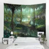 Tapissries 3D Fantasy Forest Landscape Bakgrund Dekorativ Tapestry Nordic Bohemian Hippie Wall Bedroom
