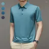 Polos pour hommes série de polos à manches courtes sans couture Jacquard respirant évacuant la transpiration séchage rapide élastique et coupe ajustée